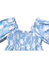Lucille Top in Floral Blue White
