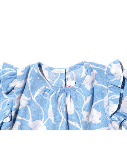 Noelle Baby Top in Floral Blue White