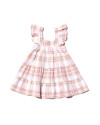 Siska Baby Dress in Peach Brown Plaid