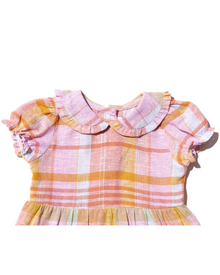 Juniper Baby Dress in Check Bubblegum