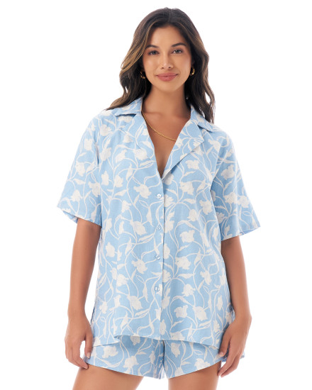 RENI TOP IN FLORAL BLUE WHITE