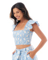 ARIA TOP IN FLORAL BLUE WHITE
