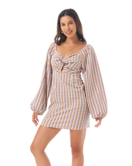 REESE DRESS IN CHECK MULTICOLOUR