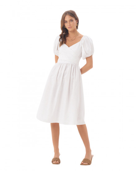 Osanna Dress in Linen Splatter White
