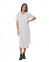 Demi Dress in Linen Lines White/Black
