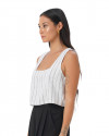 Cynthia Top in Linen Lines white/Black