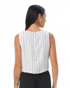 Cynthia Top in Linen Lines white/Black