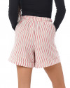 Zola Shorts in Linen Stripes Red Black
