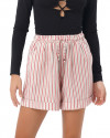 Zola Shorts in Linen Stripes Red Black