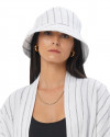 Aliya Bucket Hat in Linen Stripes White/Black